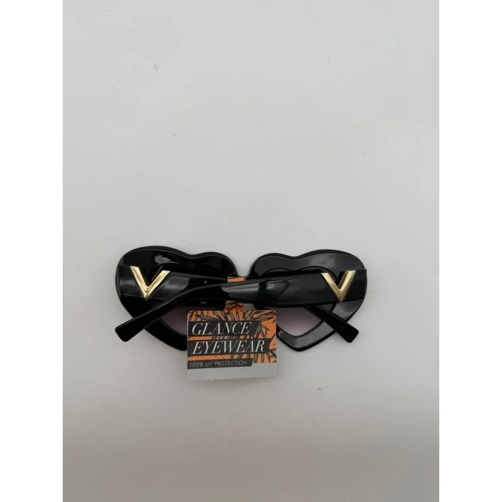 Glance‎ Eyewear Women's Heart-Shaped Sunglasses – Black & Gold